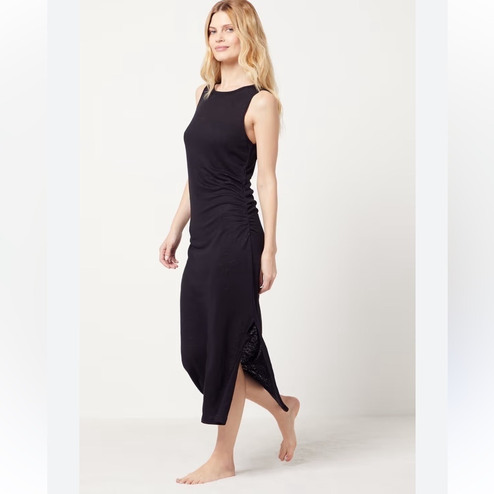 Gap Black Jersey Ruched Dress Size Small Tall